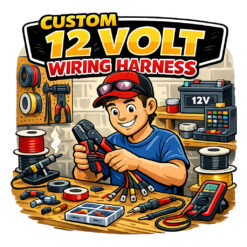 Custom 12 volt wiring harness and adaptor leads built to customer specifications for vehicles, caravans and campers