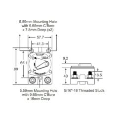 Circuit Breaker 250 amp Marine Grade Resettable MP brand 875-S2-250