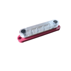 Red positive 150A M6 busbar with clear push-on cover