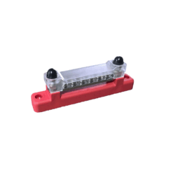 12V bus bar red base with 2 x M6 studs and 6 screw terminals